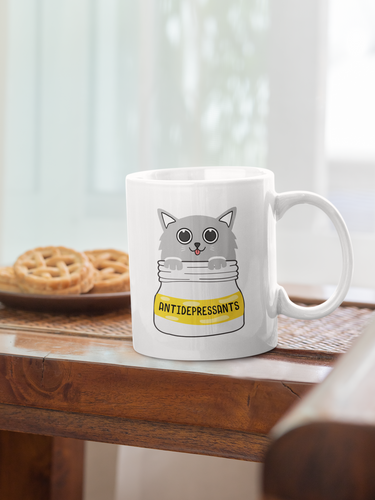 antidepressants cat mug